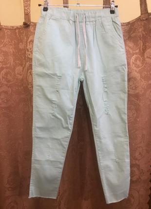 Фабричный китай. коттоновые брюки цвета мяты