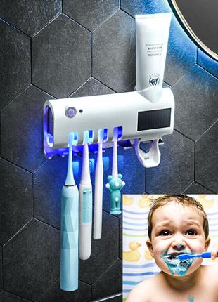 Тримач диспенсер для зубної пасти та щітки автоматичний УФ-сте...