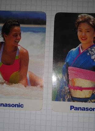 Календарики Panasonic 1992 год Пластик Девушка Япония.