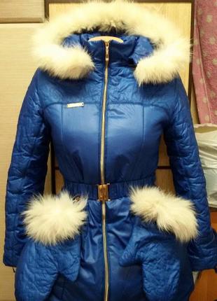 Модная куртка зима подстёжка флис 42р с рукавичками смотрите з...