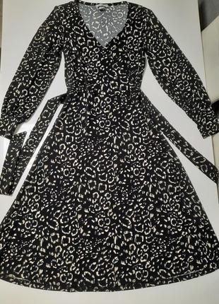 Длинное платье, леопардовый  черно-белый принт