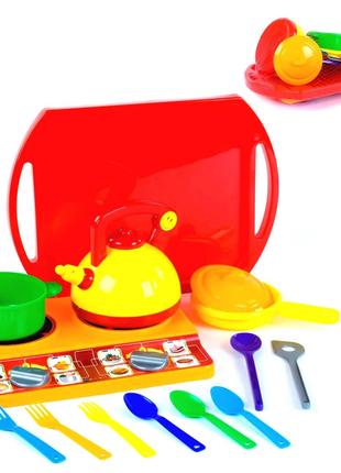 Детская игрушка «Кухонный набор с плитой и посудой, разноцветн...
