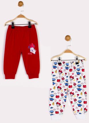 Штаны 2 шт «Minnie Mouse, 62-68 см (3-6 мес), бело-красный». П...