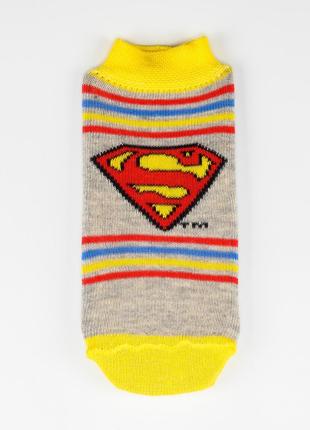 Носки «Супермен, размер 6-8 (0-6 мес), серо-желтый». Производи...