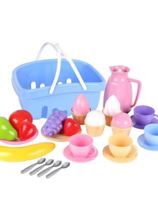Детская игрушка «Набор посуды с корзиной 26 предметов, разноцв...