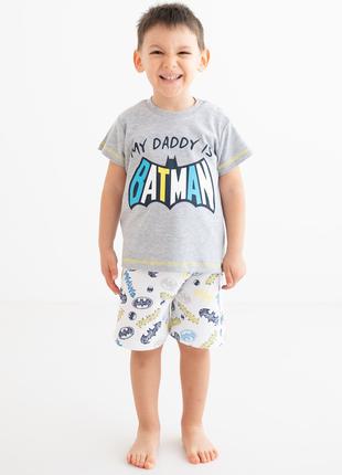 Костюм (футболка, шорты) «Batman 86 см (1 год), бело-серый». П...