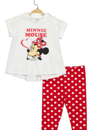 Костюм (футболка, штаны) «Minnie Mouse 86 см (1 год), бело-кра...