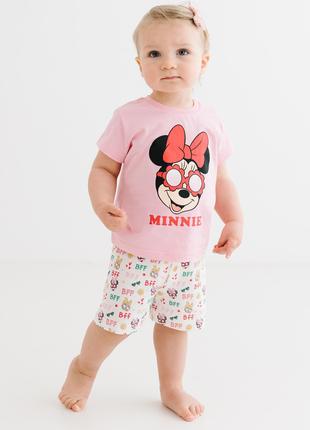 Костюм (футболка, шорты) «Minnie Mouse 86 см (1 год), бело-роз...
