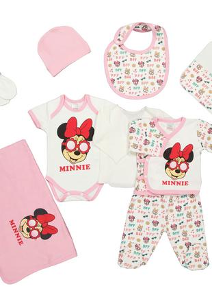 Набор одежды «Minnie Mouse, 56-62 см (0-3 мес) , бело-розовый»...