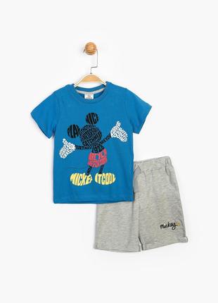 Костюм (футболка, шорты) «Mickey Mouse 2 года (92 см), сине-се...