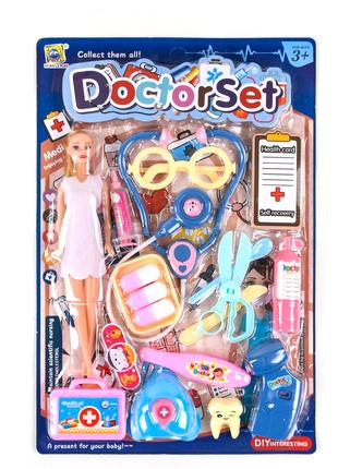 Детская игрушка «Набор доктора с куклой 13 предметов, разноцве...