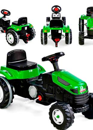 Детский веломобиль «Трактор со световым эффектом, черно-зелены...