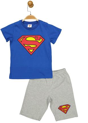 Костюм (футболка, шорты) «Superman 98 см (3 года), серо-синий»...