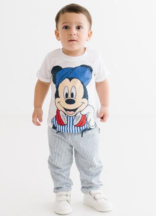 Костюм (футболка, штаны) «Mickey Mouse 68-74 см (6-9 мес), бел...