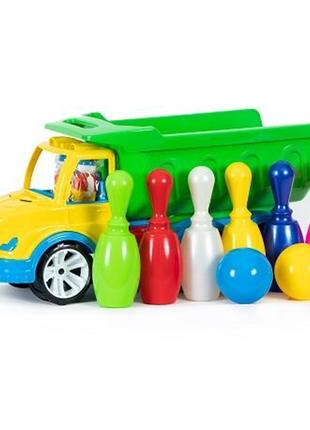 Детская игрушка «Самосвал Bamsic с кеглями, разноцветный». Про...