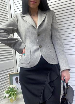 Шерстяной серый пиджак jaeger, uk 8