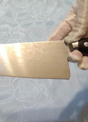 Кухонный нож Шеф полированный с дамасской текстурой (21 см. лезви