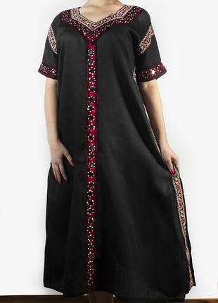 Эксклюзивное платье в этно стиле с вышивкой и коротким рукавом