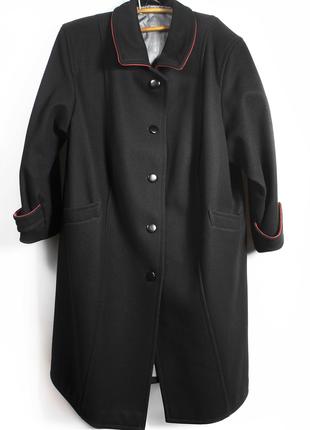 Женское теплое драповое пальто большого размера с карманами