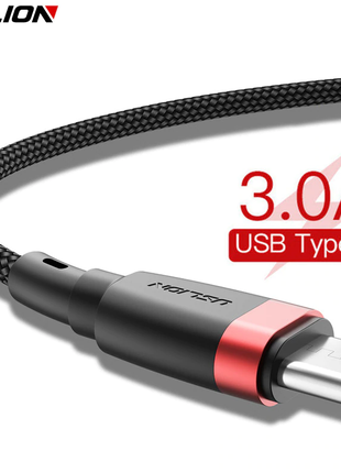 USLION USB Type C Nylon кабель 5V/3A 1 м для быстрой зарядки и пе