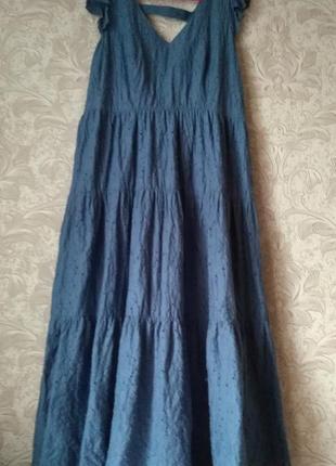 Сукня бавовна синє довга довга синя сукня витинанка yessica р. 42