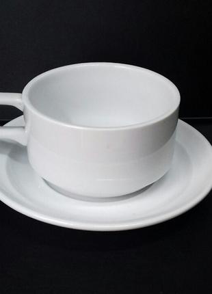 Чашка белая чайная 280 мл с блюдцем HR1328