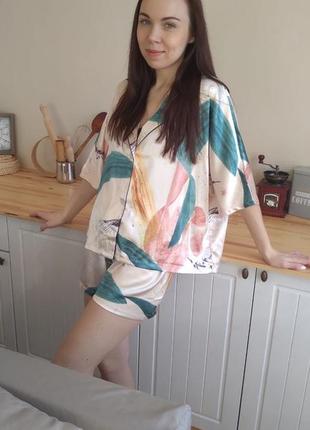 Пижама рубашка+шорты роспись