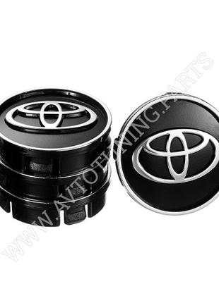 Заглушка колесного диска Toyota 60x55 черный ABS пластик (4шт....