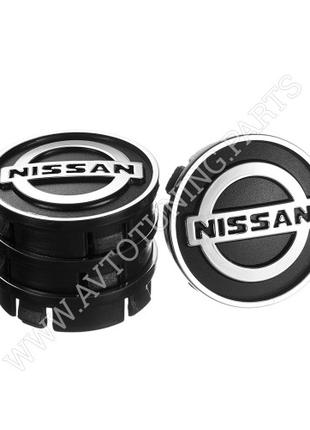 Заглушка колесного диска Nissan 60x55 черный ABS пластик (4шт....