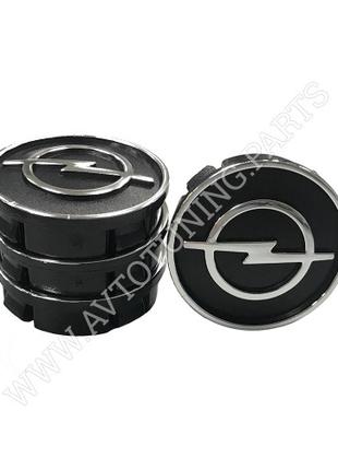 Заглушка колесного диска Opel 60x55 черный ABS пластик (4шт.) ...