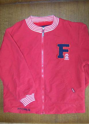 Куртка-бомбер-ветровка красная на флисе тм ffchilq на 6-7-8 лет