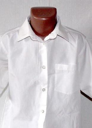Рубашка из смеси хлопка белая с коротким рукавом 6-7 лет 116-1...