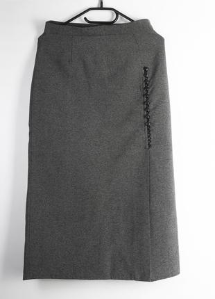 Новая длинная серая юбка-миди с разрезом