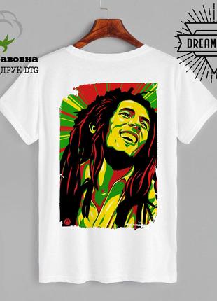 Футболка BOB MARLEY, прямий друк DTG, 100% бавовна