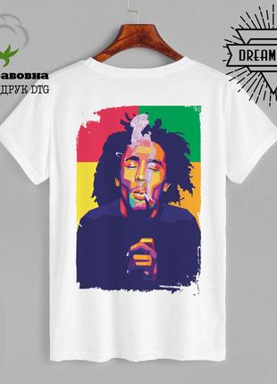 Футболка BOB MARLEY, прямий друк DTG, 100% бавовна