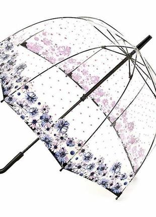 Женский зонт-трость прозрачный fulton birdcage-2 flower love