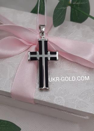 Каучуковый крест без роспятия,серебро 925 пробы. арт 940010с