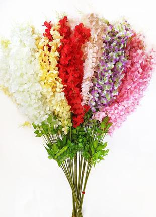 Искусственные цветы Премиум Глициния на ножке, 1180 мм цвет микс