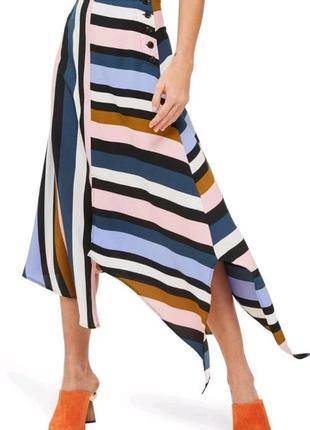 Асимметричная юбка-миди в полоску размер uk 14