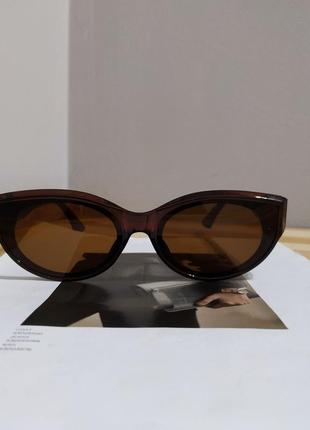 Крутые солнцезащитные очки геометрия коричневые тренд ретро ок...
