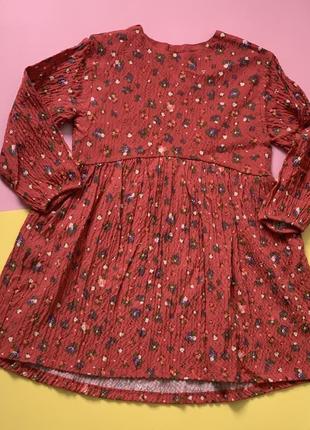 Платье zara красное в цветочек 3-4 ,5 лет 104 см