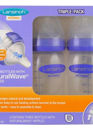 Lansinoh, Бутылки с соской Natural Wave, средний поток, 3 буты...