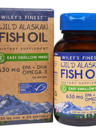 Wiley's Finest, Аляскинский рыбий жир, мини (легко проглатывае...