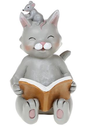 Декоративная статуэтка Кот с книгой 9,5см