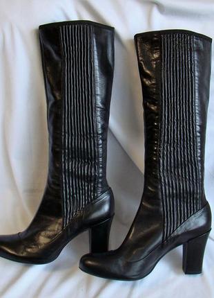 Сапоги женские демисезонные кожаные высокие черные clarks