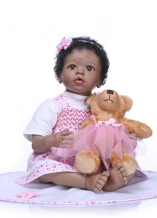 Кукла Реборн темнокожая девочка Меган силиконовая NPK 55cм