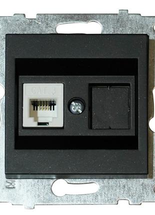Механизм розетки компьютерной (CAT6) GRANO черный