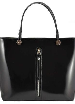 Женская кожаная сумка фрида полированная черная