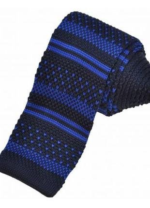 В'язана краватка чорний з синім