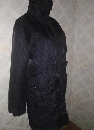 Черная деми куртка длинная до колен распродажа
